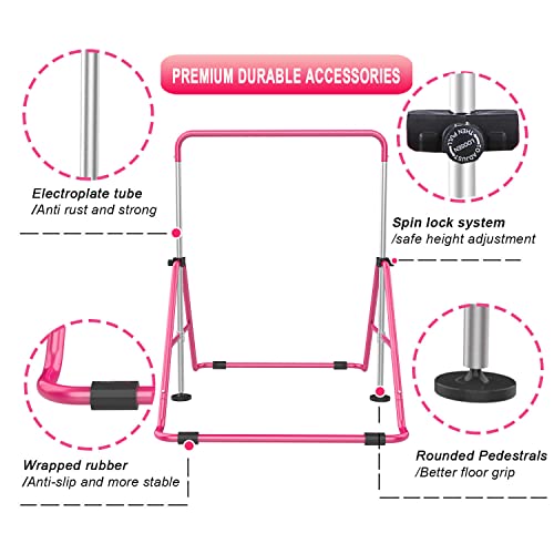 Gymnastic Bars for Kids with Adjustable Height, Folding Gymnastic Training Kip Bar, Expandable Horizontal Bar for Home - Image 7