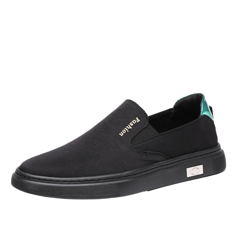 Men's Elastic Slip-On Canvas Shoes Soft Fabric Upper Lightweight Design Comfort Walking Shoes with Arch Support