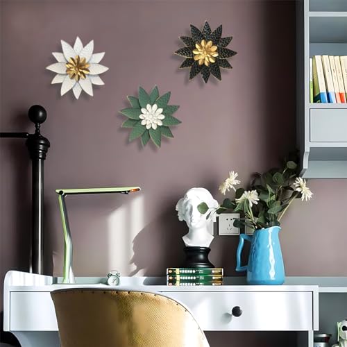 Metal Flower Wall Art Decor,10" Rustic Modern Antique Floral Sculpture, Distressed Iron Wall Hanging Home Decoration Accent Artworks for Indoor Kitchen Bedroom Living Office Outdoor Garden Patio - Image 4