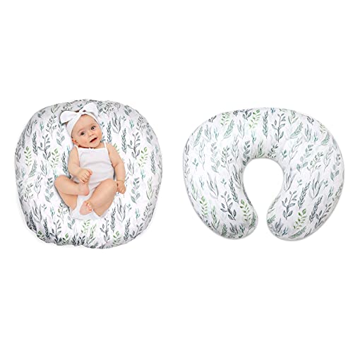 Image of Transform Your Baby's Lounger and Nursing Pillow with Our Stylish Green Leaf Covers, Soft, Durable, and Easy to Clean