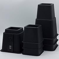 Vista 4 de HomeRoots Juego de 8 elevadores ajustables de plástico resistente de 3, 5 u 8 pulgadas para cama, muebles, sofá, mesa y silla, color negro eléctrico