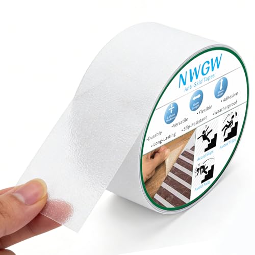 Image of Clear Anti Slip Tape for Stairs & Bathtubs, 2 inch x35FT Non-Skid Transparent Grip Tape - Soft PVC Safety Traction for Bare Feet, Pool Decks, Boats, Shower Floors