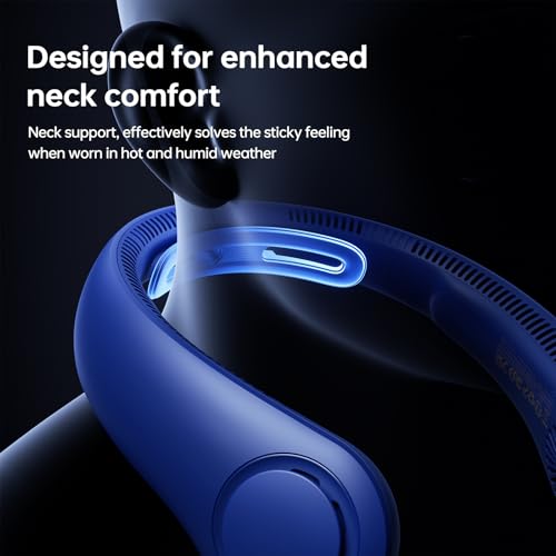 Image of JISULIFE Portable Neck Fan Upgraded: Neckbrace Hands-Free, 5-Speed 6000 mAh | 25H Max Runtime, Personal Wearable Bladeless Rechargeable Fan for Outdoor /Travel /Concerts, Gifts for Women Men - Dark Blue