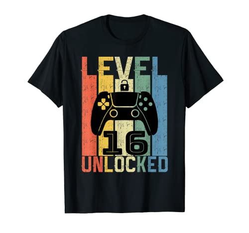 16 Años Cumpleaños Regalo gamer shirt level 16 unlocked Camiseta