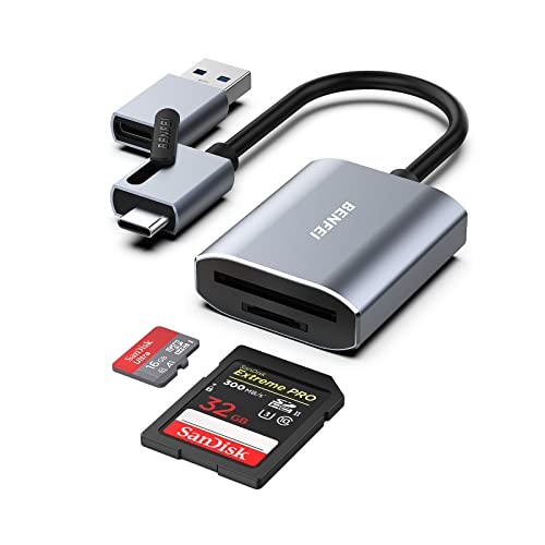 BENFEI Memory Card Reader, USB Type-C/Type-A to SD TF Card Reader, grey
