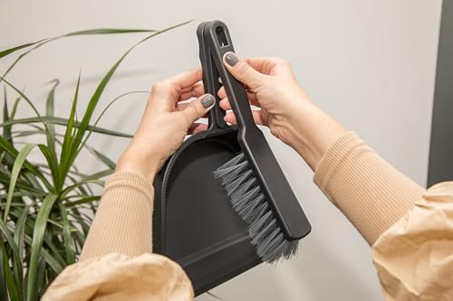 YORK Handfeger und Schaufel mit Gummi - Handkehrset - Kehrblech und Handfeger Set Hergestellt aus Regranulat - Ökologisches Kehrset Schwarz – Bild 3