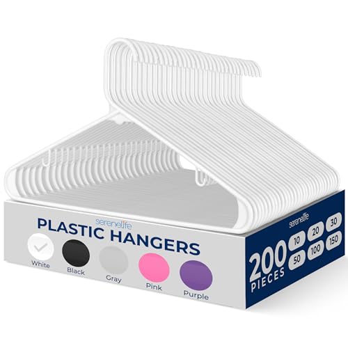 Cintres plastique SereneLife blancs mégapaquet 200 pièces