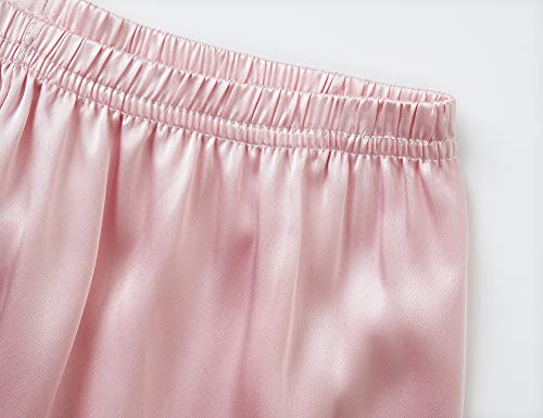 Image of Topgal Girls Satin Pajamas, Coat Style Silky Button Up, Size 6-16 | 2-Piece Button-Front Design; Easy Dressing; Relaxed Home Wear; Bedtime, Lounging, Sleepovers and Gifting