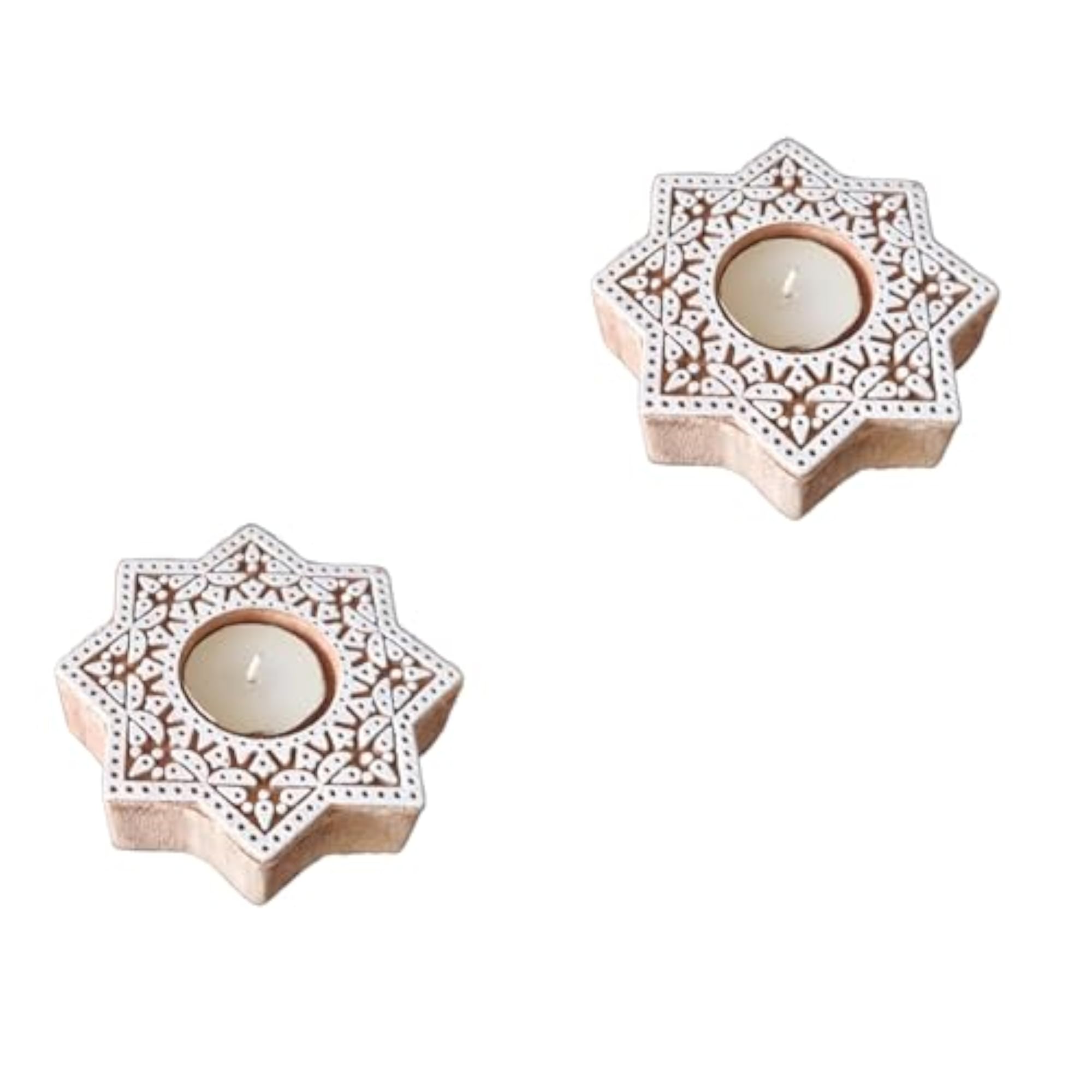 Wooden Tealight Candle Holder, Set of 06