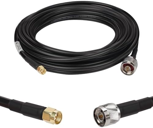 WIZACE Cable de cobre puro de baja pérdida de 25 pies N macho a SMA, extensión coaxial S-MR240 para 3G/4G/5G/6G/LTE/ADS-B/Ham/GPS/WiFi/RF Radio a antena o uso de pararrayos (50 ohmios no para TV)