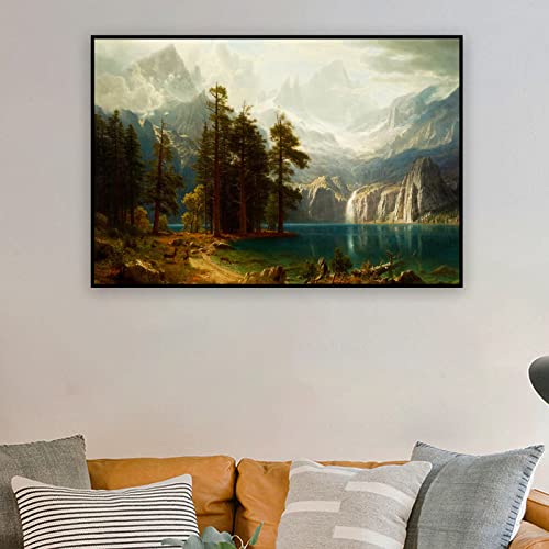 Zzpt Albert Bierstadt Art Prints - Sierra Nevada Albert Bierstadt Poster - Landscape Canvas Wall Art - Famous Paintings Posters Nature Wall Decor For Living Room Office Unframed (12X16In/30X40Cm) #TOP1