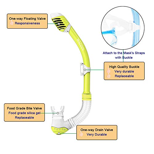Wacool Snorkeling Snorkel Diving Scuba Package Set Gear For Kids Youth Junior Anti-Fog Coated Glass With Silicon Mouth Piece Purge Valve And Anti-Splash (Yellow) #TOP4