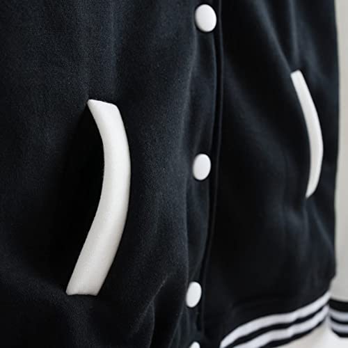 babyhealthy Men's Varsity Jacket Letter Print Causal Slim Fit Baseball Bomber Jacket Button Down letterman jacket4