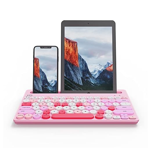 HUO JI Wireless Keyboard Multi-Device, Bluetooth and 2.4G Dual Mode for iPad, Switch to 3 Devices for Tablet, PC, Smart TV, Cellphone, iOS Android Windows, Pink