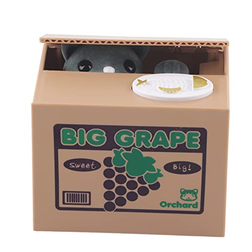 Luqeeg Grape Cat Money Bank, Plastic Saving Box for Kids