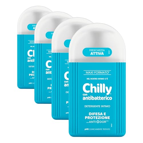 Chilly, Detergente Intimo con Antibatterico, Difesa e protezione, con Anti-Odor, Per L'Igiene Intima, con estratti di timo e salvia dalle proprietà igienizzanti, pH 5, Clinicamente Testato - 300 ml