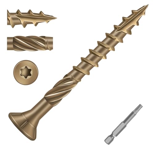 Image of #8 x 1-1 /2 inch Heavy-Duty Deck Screws - Bronze Long Outdoor Wood Screws, Torx Drive with T25 Bit, Rust Resistant for Wood Decking and Fence (2lb,346Pcs)