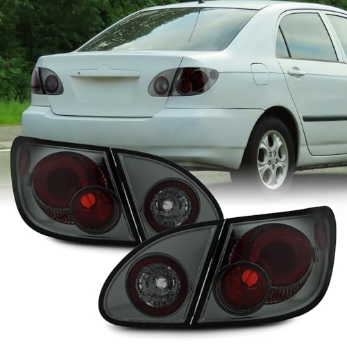 AKKON - For 2003-2008 Toyota Corolla Smoked Altezza Tail Lights Rear Brake Lamp w/Trunk Piece 4Pcs