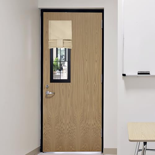 Image of RYB HOME Classroom Door Window Cover, Blackout Shades for Classroom Windows and Doors Cover Lockdown Shades, Room Darkening Design Blocks Views, W 8 x L 36, 1 Panel, Biscotti Beige