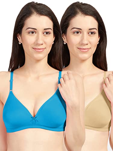 Image of SONARI Omania Womens Non-Padded Cotton Polyester Bras - Solid, Non-Wired, Medium Coverage, Hand Washable (Pack of 2)