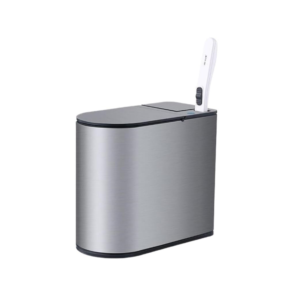 JHMYOBDmall Bin Intelligent Induction Garbage Bin, Household Bathroom With Lid, Narrow Paper Basket, Crevice Toilet Brush Trash Bin