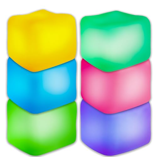 6Pcs Stress Cube Glow in The Dark,Fidgets for Teens,Adults, Kids,Super Solid Squishy Toy,Squeeze Toys,Ice Cube,High Density Squeeze Toys,Stocking Stuffers,Cool Things