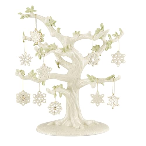 Lenox 890633 Snowflake 10-Piece Ornament & Tree Set, Display Stand