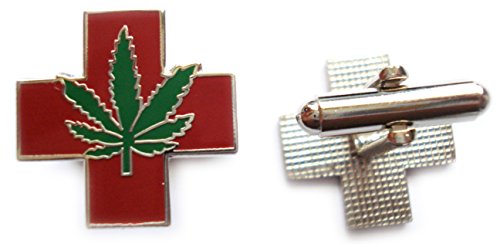 Medical Marijuana Pot Hemp Legalize Cannabis Weed TIE BAR CLIP CUFFLINKS SET