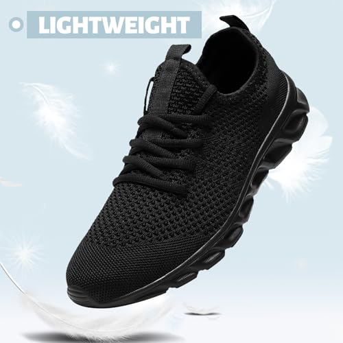 Womens Mens Running Shoes Black Tennis Sneakers Lightweight Gym Athletic Walking Sports Slippers Womans 11/Mans 9.53
