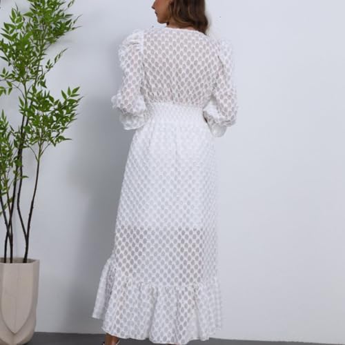 Image of Womens Short Sleeve High Low V-Neck Long Maxi Boho Spring Summer Easter Dress Bridal Shower Dresses for Guest
