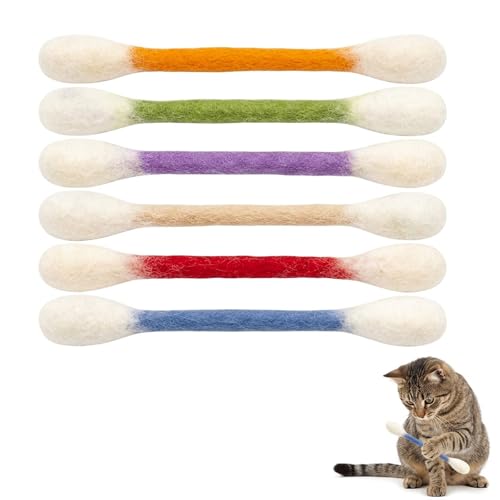 6 Stück Katzenminze Spielzeug, Kauspielzeug Katze im Wattestäbchen-Design, Langlebiges interaktives Katzenspielzeug zur Unterhaltung, Wattestäbchen Katzenspielzeug praktisc