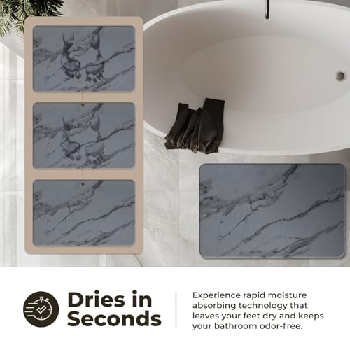 Image of TOSORO - Stone Bath Mat Diatomaceous Earth Shower Mat Non-Slip Super Absorbent Diatomite Stone Bath Mats for Bathroom Floor Quick Drying Natural Easy to Clean (23.5 x 15) - Graphite
