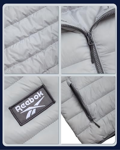 Image of Reebok Mens Puffer Jacket - Lightweight Quilted Glacier Shield Plus Size Puffer Jackets for Men - Insulated Mens Winter Coats