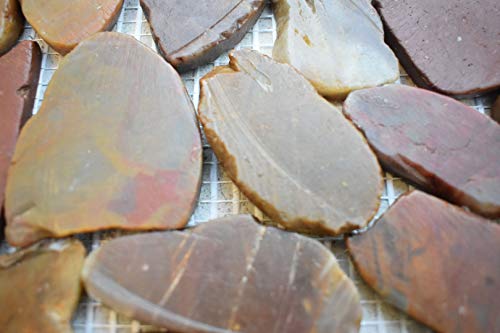 Flat Pebble Interlocking Tile Marble Mosaic Tiles (1-Sheet) Kitchen, Bathroom, Deck And Patio Flooring | Indoor And Outdoor Use | Natural Auburn Red Stones Tile | Quick And Easy Grout Installation #TOP4