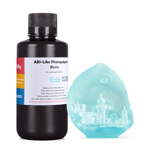 Image of ELEGOO ABS-Like 3D Printer Rapid Resin LCD UV-Curing Resin 405nm Standard Photopolymer Resin for LCD 3D Printing 500Gram Clear Blue - ABS Like