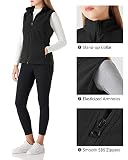 Outdoor Ventures Fleece Weste für Damen,Weich Ärmellos Jacke mit Reißverschlusstaschen, Sport Laufweste Frühling Herbst Fleeceweste Frauen Schwarz XL/44