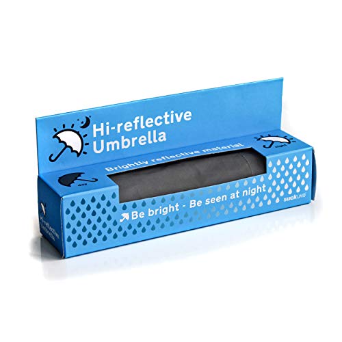 Suck Uk | Compact Reflective Umbrella | Reflects Even The Smallest Amount Of Light | Stay Safe In Poor Visibility | Lightweight Windproof Umbrella | High Visibility Umbrella #TOP6