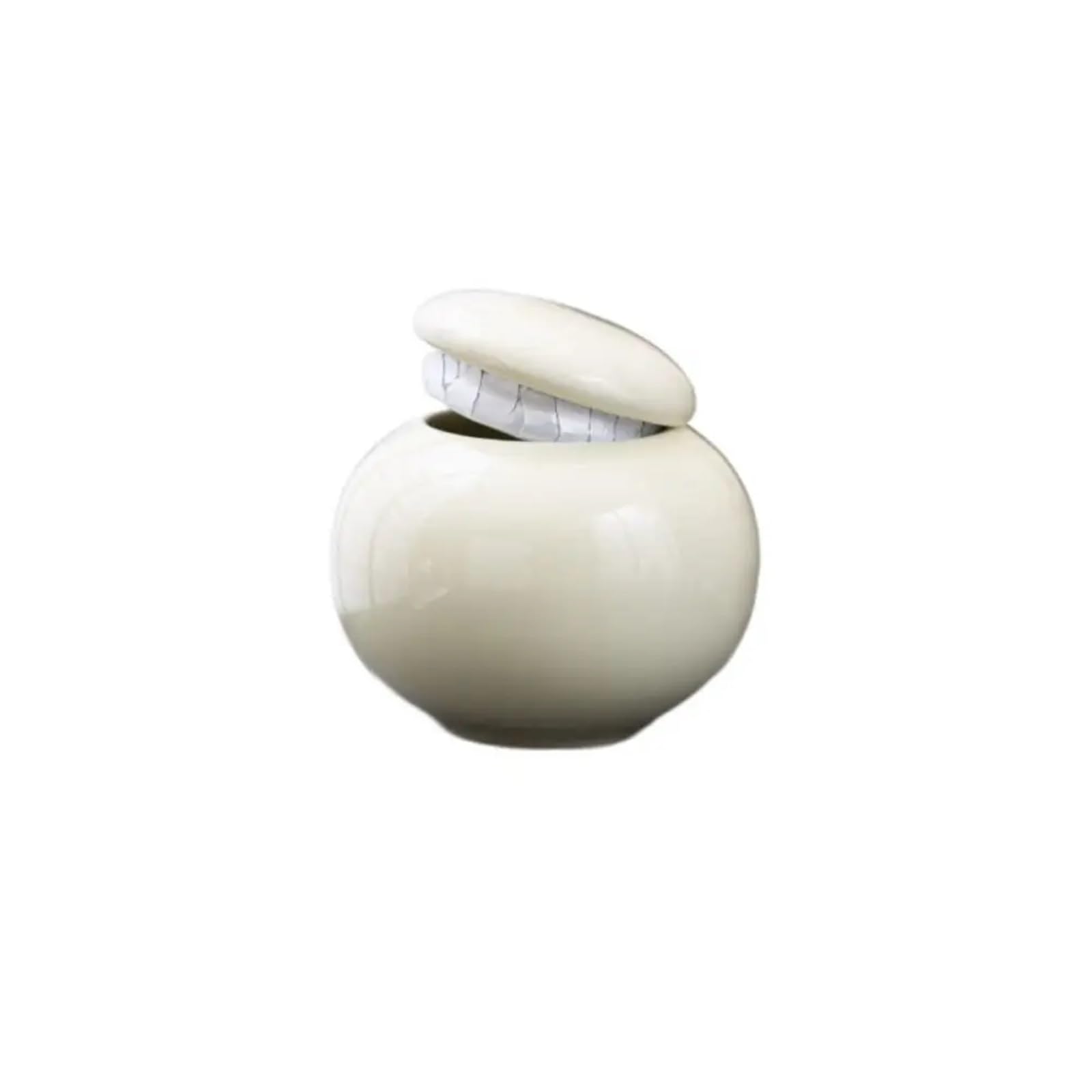 AYWTIUN tea storage jars Sub-bottling Color Glaze Ceramic Jars Portable Empty Sealed Tea Storage Jar Mini Box Cosmetic(Beige-Round)