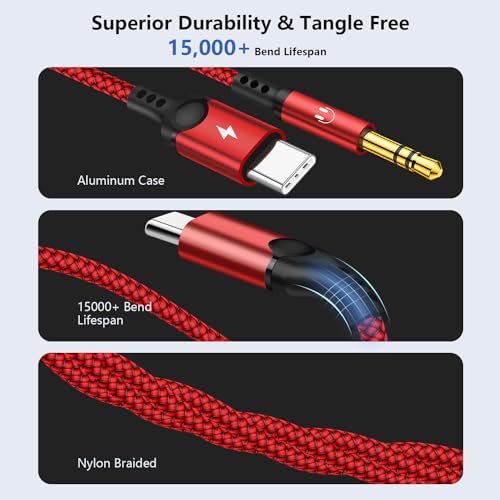 Cable auxiliar USB C 2 en 1 soluciona batería baja al usar audio jack 6