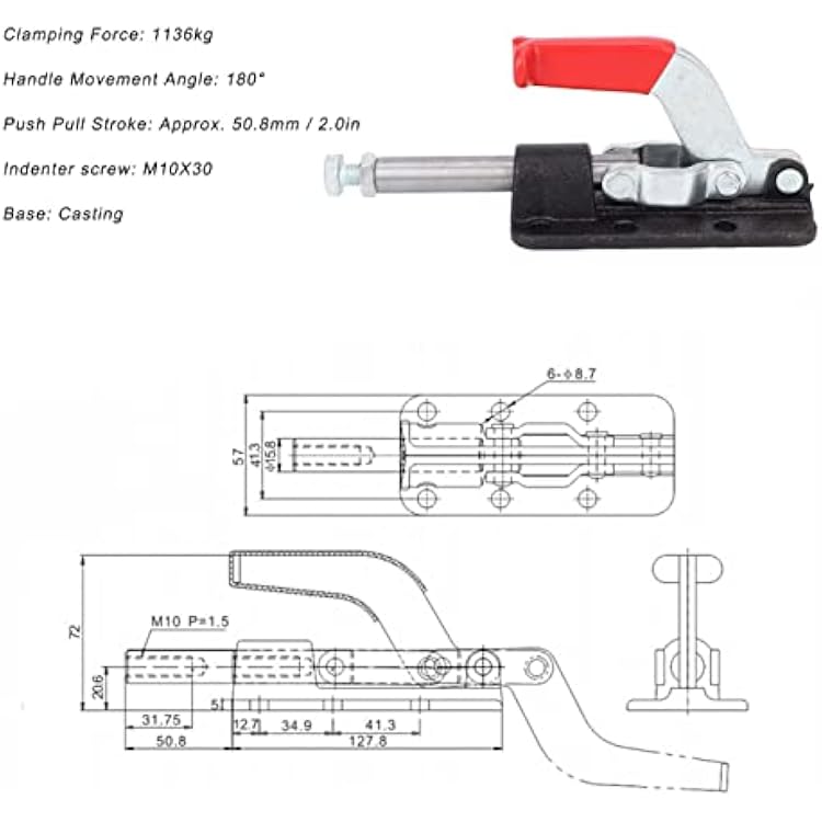 ZJchao Push Pull Toggle Clamp, 30607M or 36330M Toggle Clamp Stable Clamping Force Quick Fixing Fixture Push Pull Adjustable Toggle Clamp for Heavy Duty Welding Equipment Installation