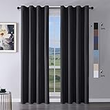 MRTREES Cortinas Opacas Dormitorio Moderno 2 Piezas 140×245cm Cortinas Termicas Aislantes Frio y Calor para Ventanas Habitación Comedor Oficina Hotel Terraza Salon Negro