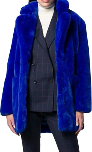Manteau chaud en laine d'agneau douce polaire isolant bleu M - 2