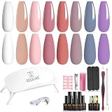 ROSALIND Kit Uñas Semipermanentes con UV LED Lámpara 8+2 PCS, Esmaltes...