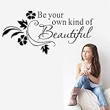 Inspirational Quote Wall Stickers Flower Rattan Decor, Be Your Own Kind of Beautiful Vinyl Art...