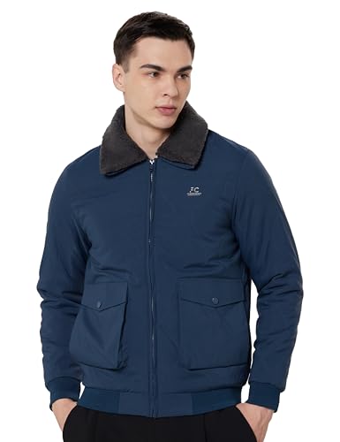 Image of Qube By Fort Collins Men's Fur Collar Bomber Jacket - Padded Quilted Puffer Winter Jacket for Men | Full Zip Warm Aviator Jacket with Sherpa Collar & Flap Pockets for Winter Wear & Daily Use
