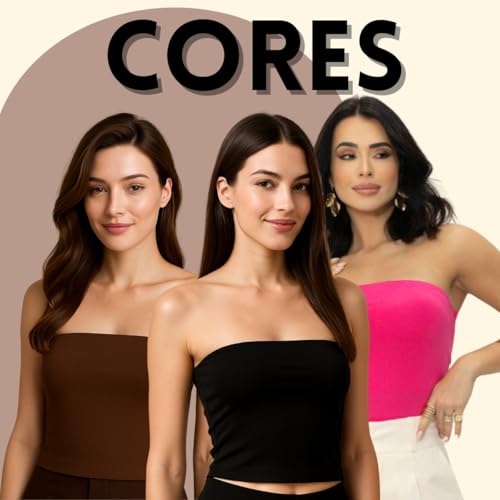 Kit 2 Top Tube Cropped Dupla camada Suplex Blogueira Tops Tomara que Caia Femininos – Poliamida com