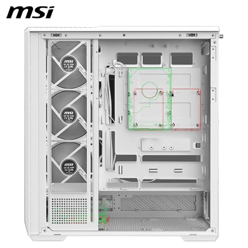 MSI MAG PANO 130R PZ White Boîtier PC Moyen Tour - Compatible avec Les GPU de 400 mm de Long, filtres à poussière, USB Type-C 20 GB/s, Compatible Cartes mères ATX et Micro ATX à connecteurs arrière