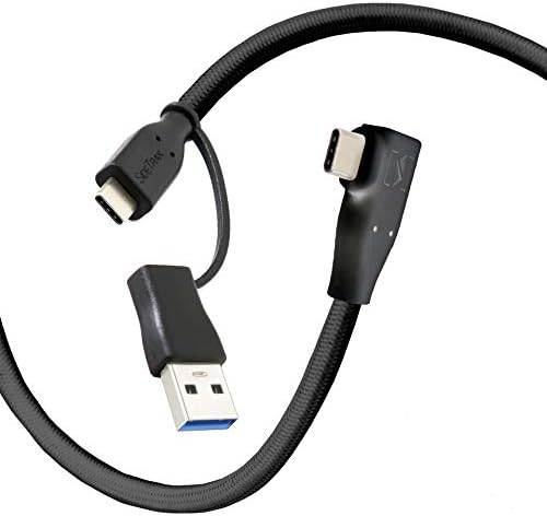 SideTrak USB-C® to USB-C® Cable & USB-A Adapter | Durable, Flexible, Tangle-Free Braided Nylon Cord | 1.5ft | Black