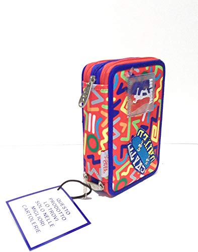 Estuche Steet Art Skate Pool Over niño escuela 3 pisos completo grafiti azul + llavero girabrilla
