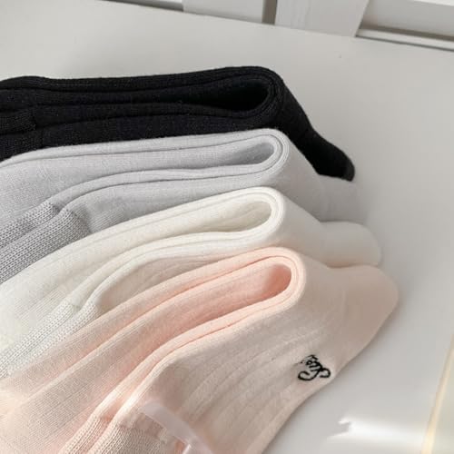 Image of Women's Bow Crew Socks - Cotton Sweet Lolita Dress Breathable Soft Girls' Socks - 3 Pairs
